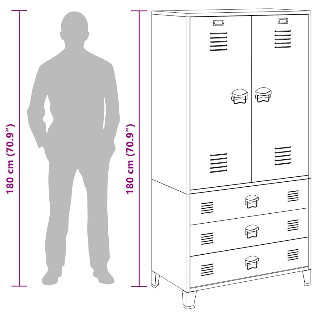 Industrial Wardrobe Anthracite 90x50x180 cm Metal