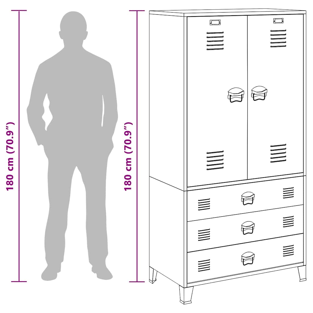 339615 vidaXL Industrial Wardrobe Anthracite 90x50x180 cm Metal
