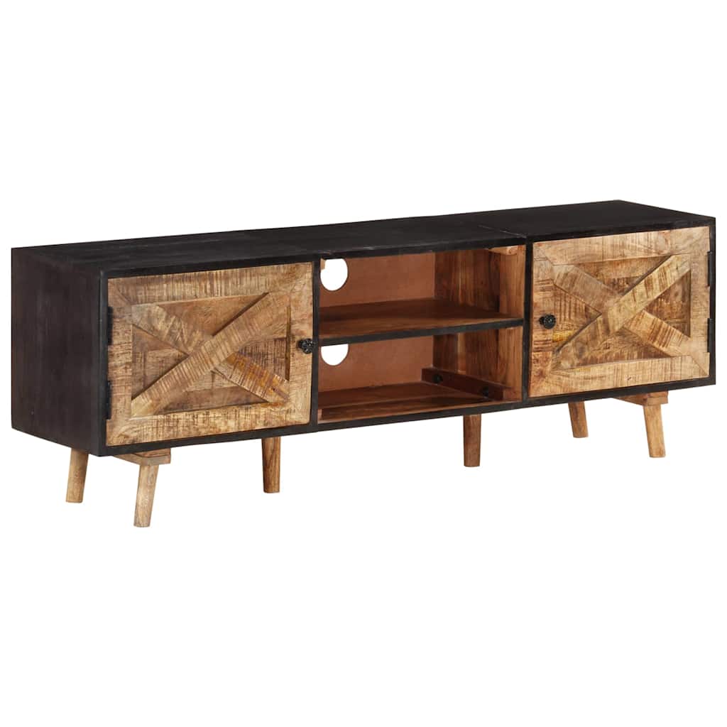 338420 vidaXL TV Cabinet 140x30x46 cm Rough Mango Wood and Solid Acacia Wood