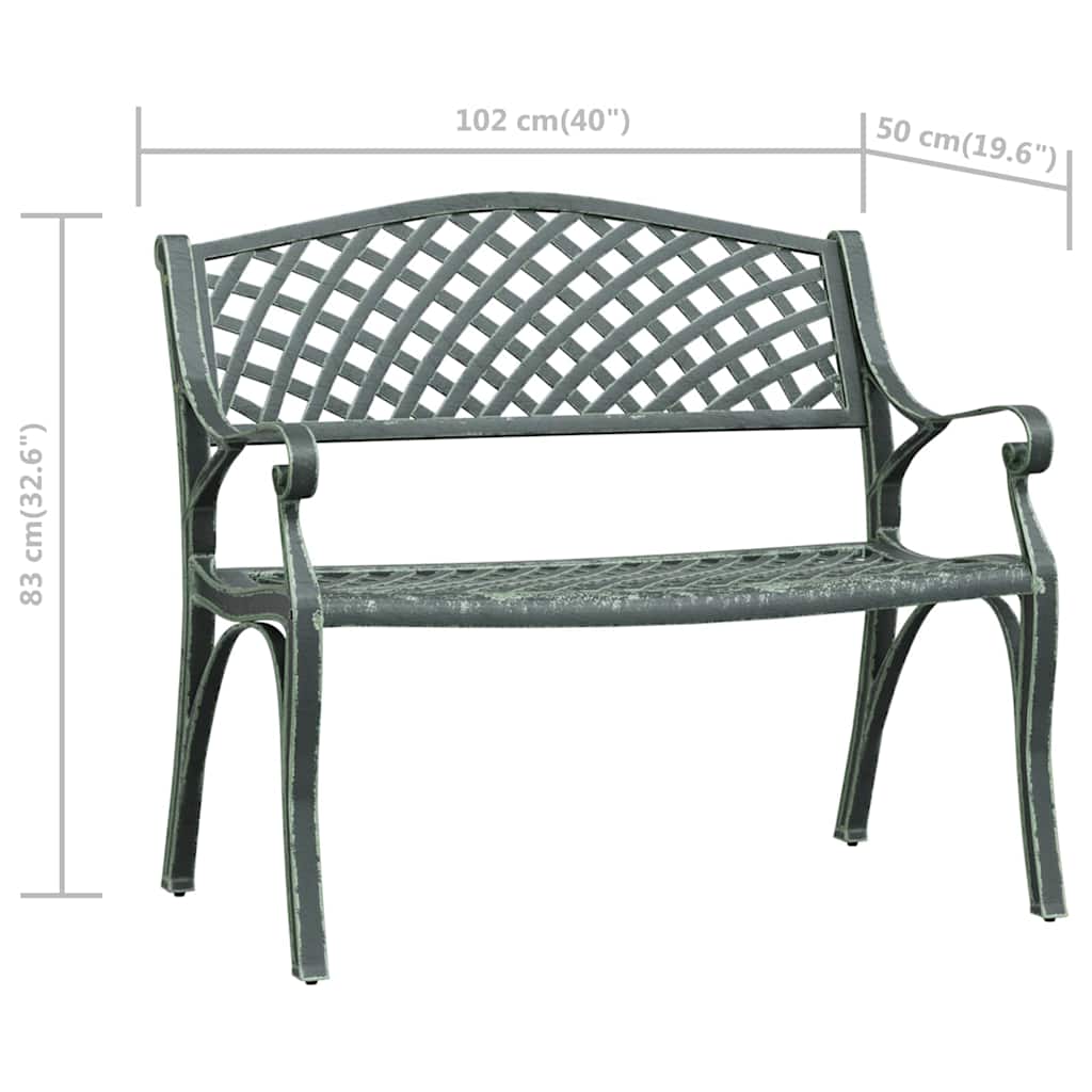 317745 vidaXL Garden Bench 102 cm Cast Aluminium Green