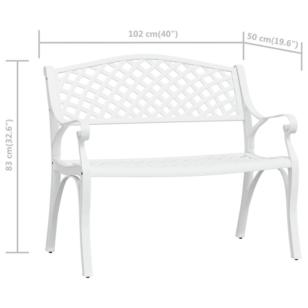 Garden Bench | White | Cast Aluminium, Cast Iron | Medium | Durable