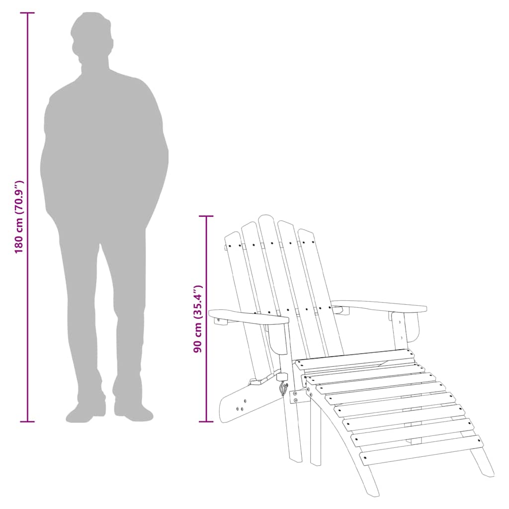 316831 vidaXL Garden Adirondack Chair with Footrest Solid Acacia Wood
