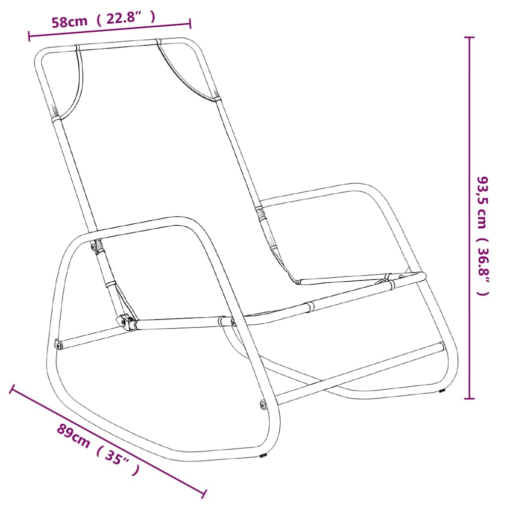 Rocking Sun Loungers 2 pcs Black Steel and Textilene