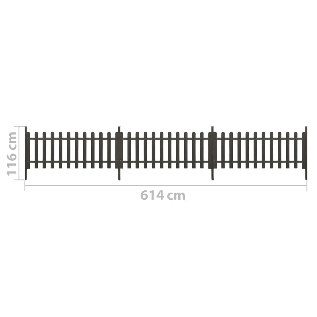 318090 vidaXL Picket Fence with Posts 3 pcs WPC 614x80 cm