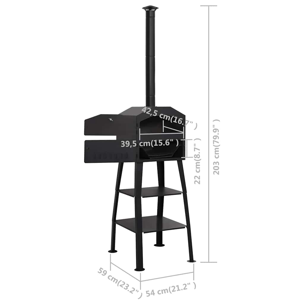 318145 vidaXL Outdoor Pizza Oven Charcoal Fired with 2 Fireclay Stones
