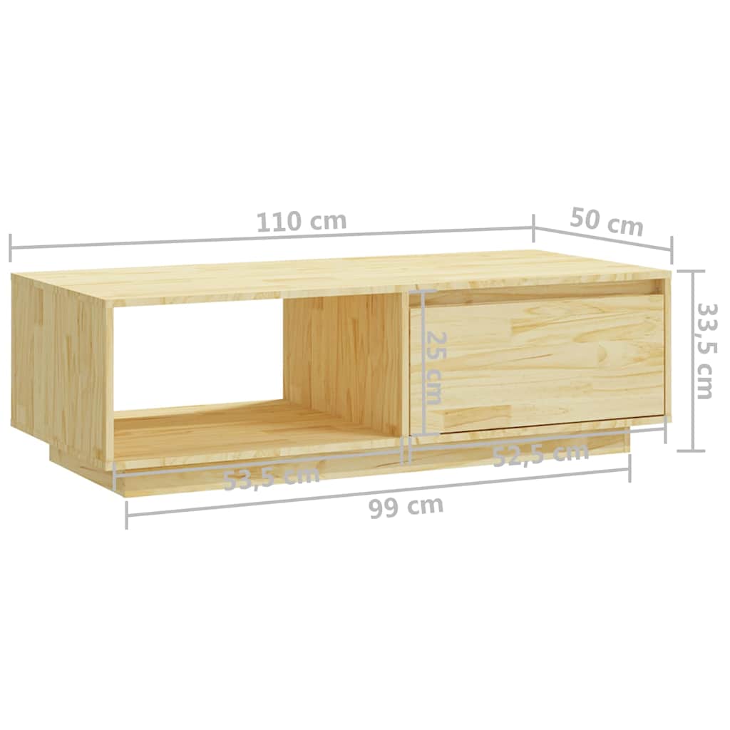 809882 vidaXL Coffee Table 110x50x33,5 cm Solid Wood Pine