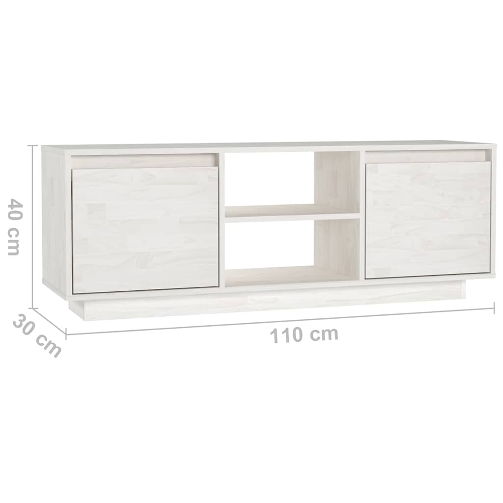 809901 vidaXL TV Cabinet White 110x30x40 cm Solid Wood Pine