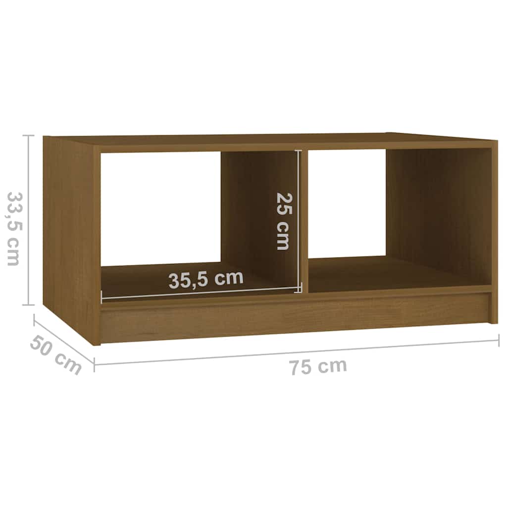809909 vidaXL Coffee Table Honey Brown 75x50x33,5 cm Solid Wood Pine