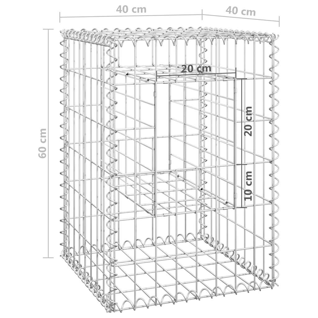 151259 vidaXL Gabion Basket Posts 2 pcs 40x40x60 cm Iron