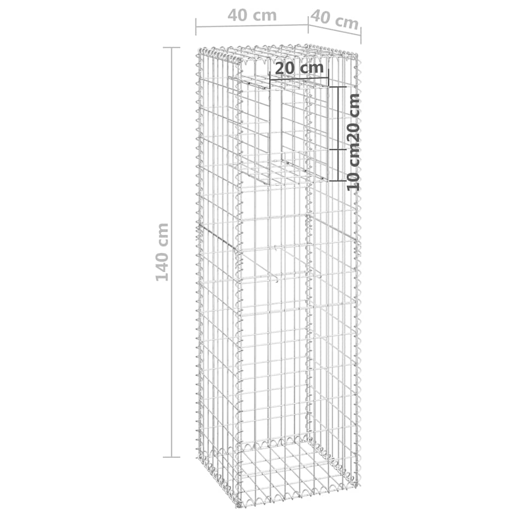 151263 vidaXL Gabion Basket Posts 2 pcs 40x40x140 cm Iron