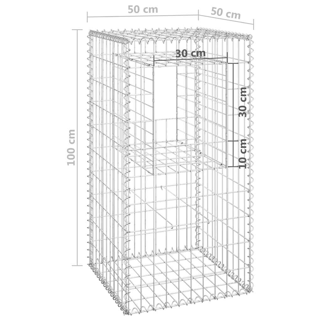 151269 vidaXL Gabion Basket Posts 2 pcs 50x50x100 cm Iron