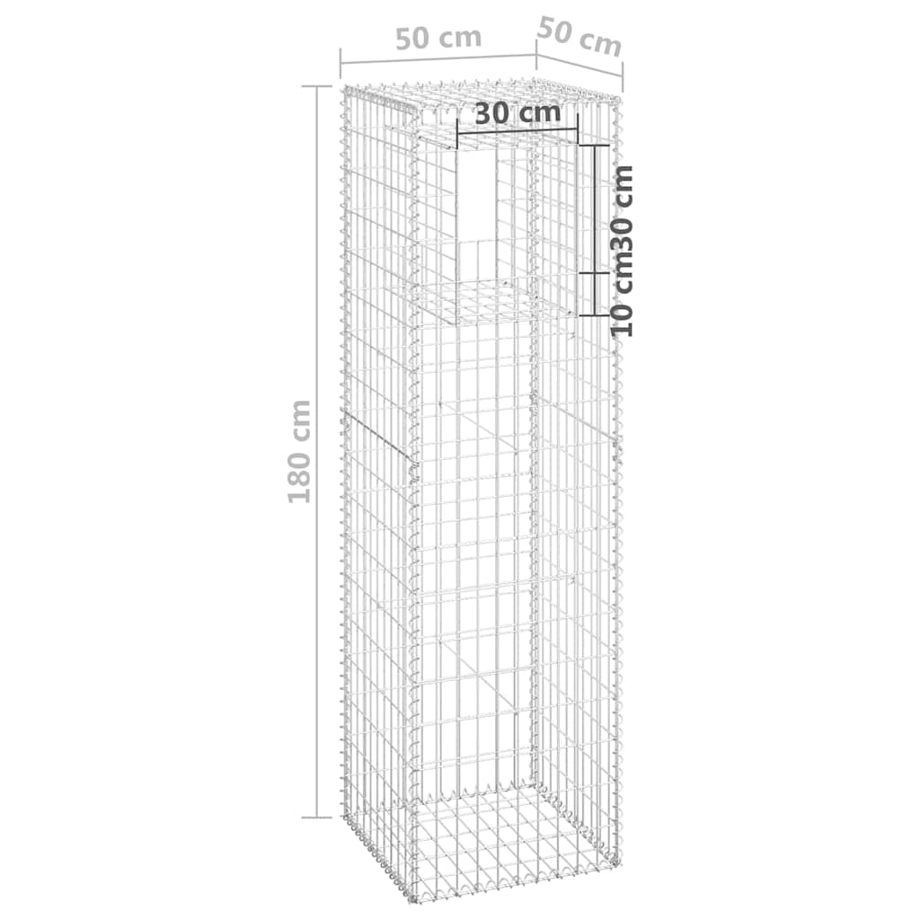 151273 vidaXL Gabion Basket Posts 2 pcs 50x50x180 cm Iron