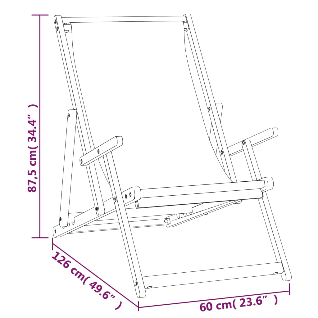 Beach Chair | Grey | Solid Teak Wood, Polyester | Standard | Foldable