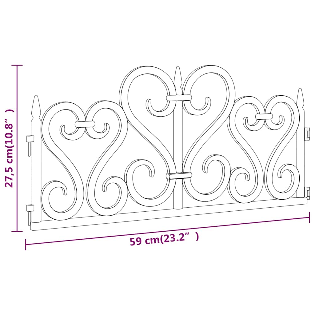 318301 vidaXL Lawn Edgings 17 pcs Black 10 m PP