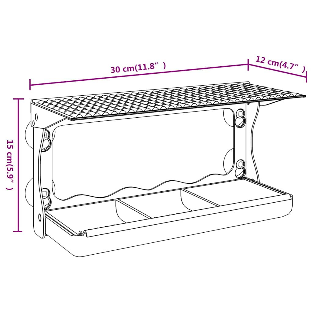 318304 vidaXL Window Bird Feeders 2 pcs Acrylic 30x12x15 cm