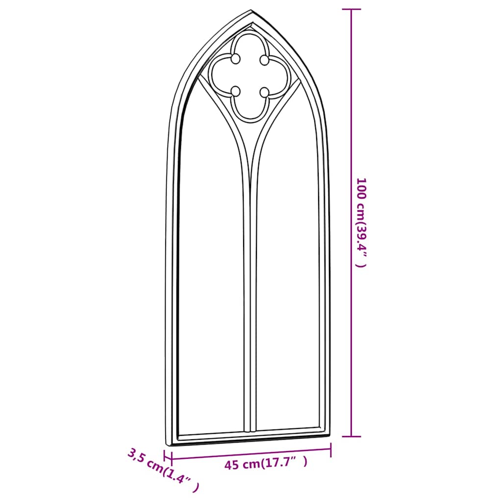 318350 vidaXL Garden Mirror Black 100x45 cm Iron for Outdoor Use