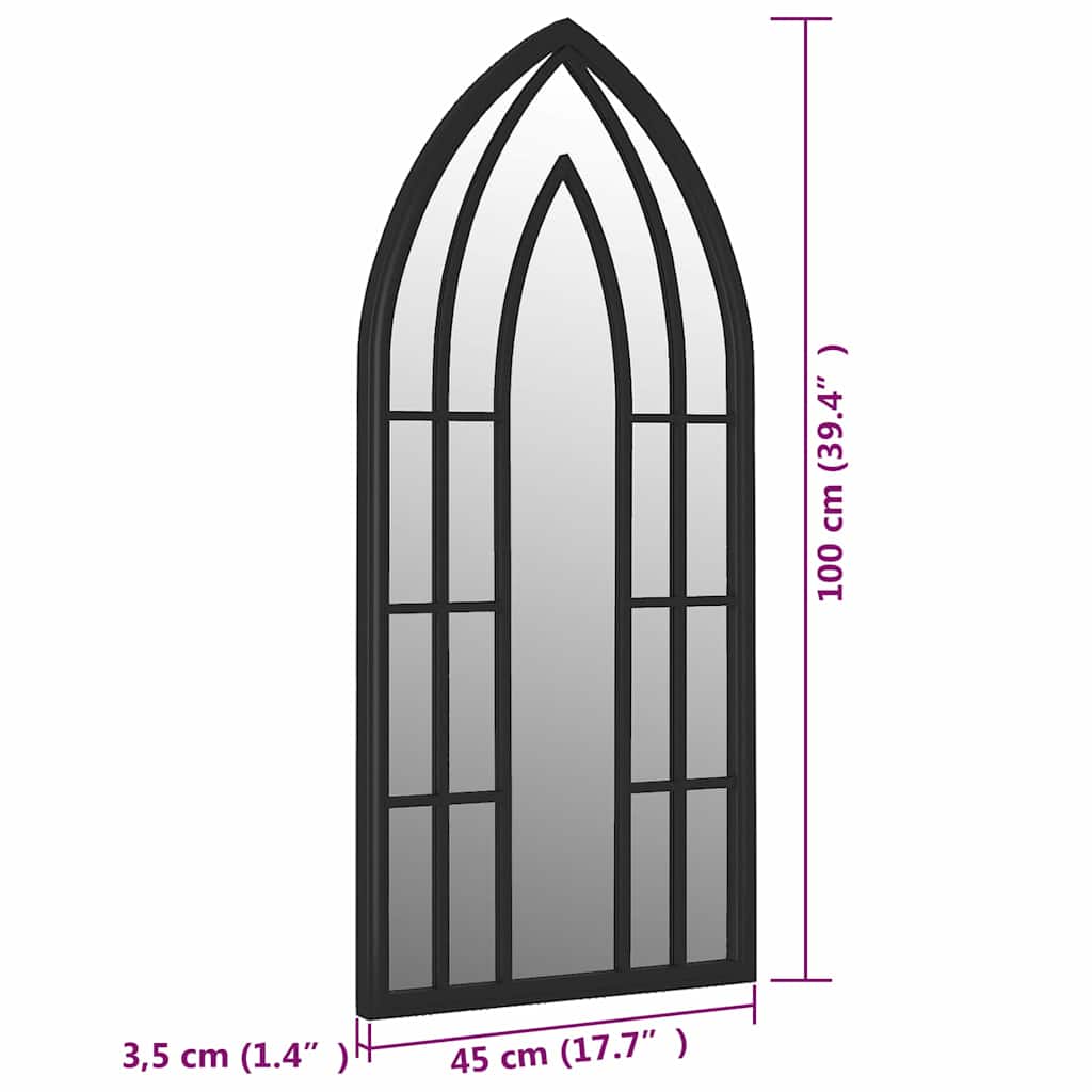 318354 vidaXL Garden Mirror Black 100x45 cm Iron for Outdoor Use