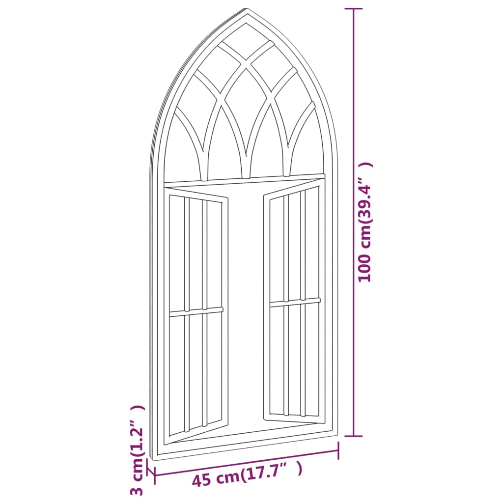 318362 vidaXL Garden Mirror Black 100x45 cm Iron for Outdoor Use