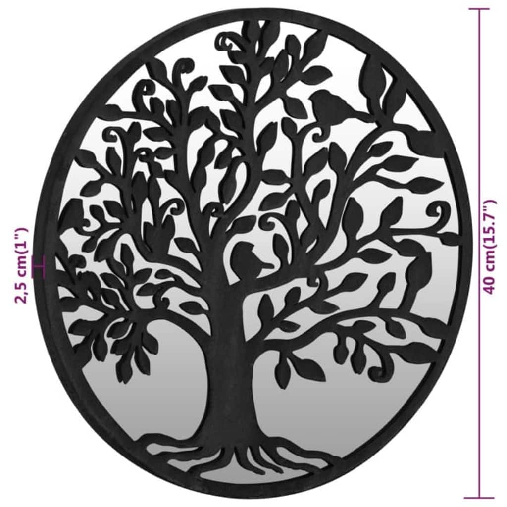 318370 vidaXL Garden Mirror Black 40x2,5 cm Iron Round for Outdoor Use