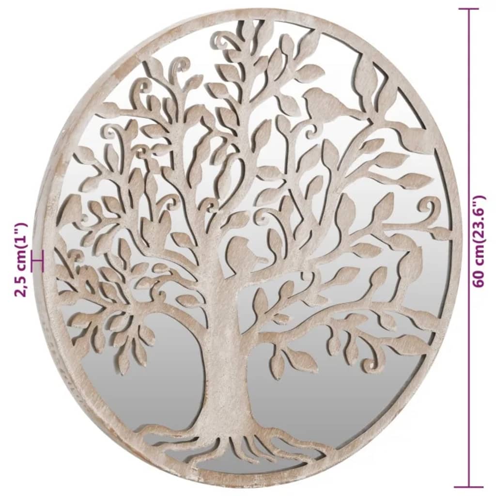 318371 vidaXL Garden Mirror Sand 60x2,5 cm Iron Round for Outdoor Use