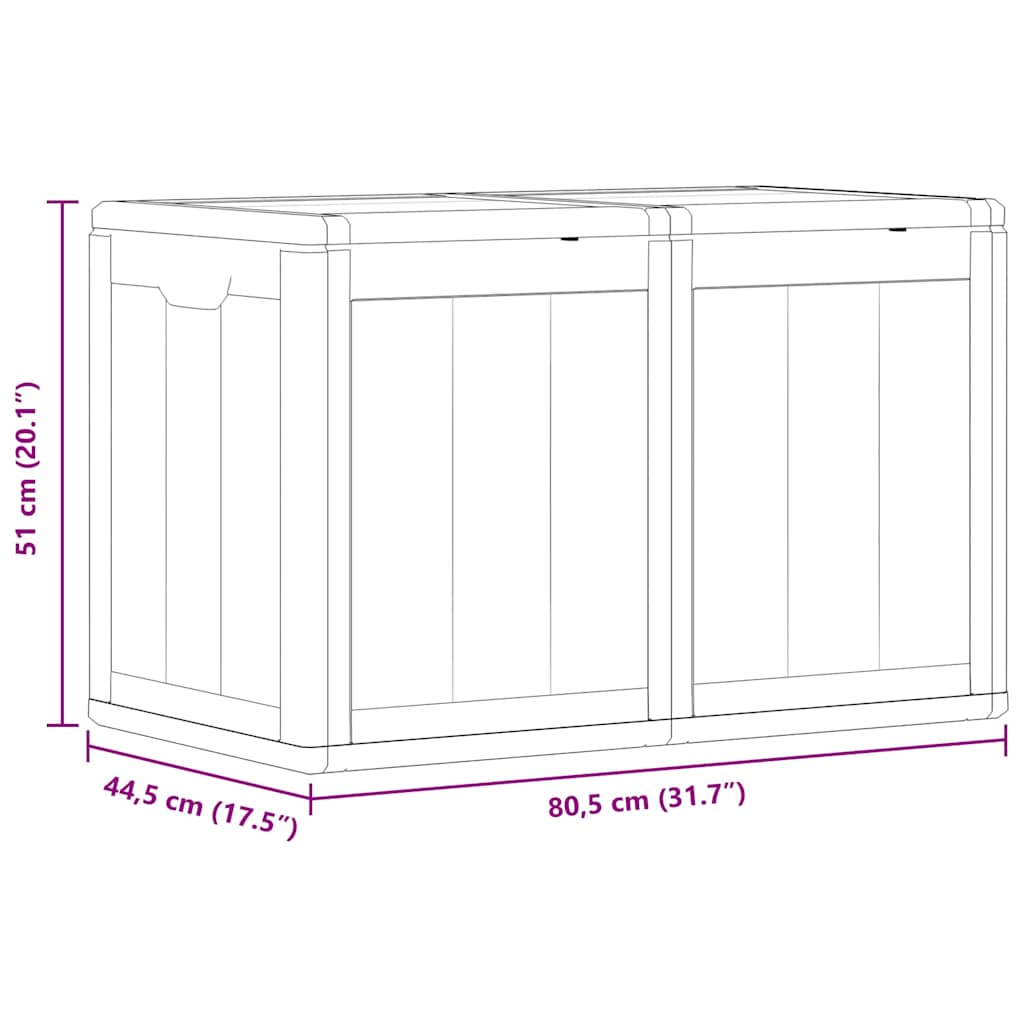 151231 vidaXL Garden Storage Box 180L Brown PP Wood Look