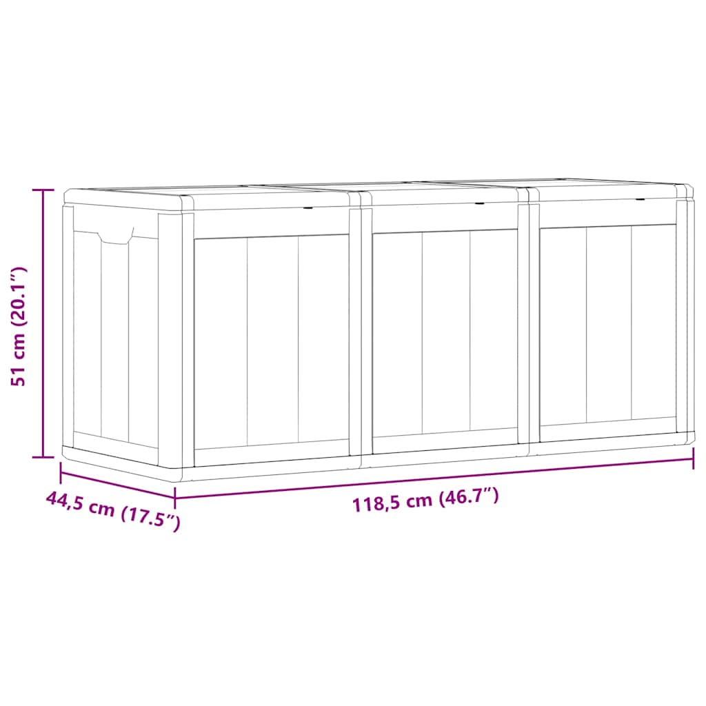 Garden Storage Box 270L Brown PP Wood Look