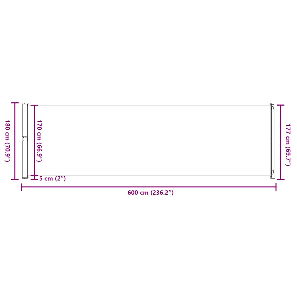 Patio Retractable Side Awning 180x600 cm Brown