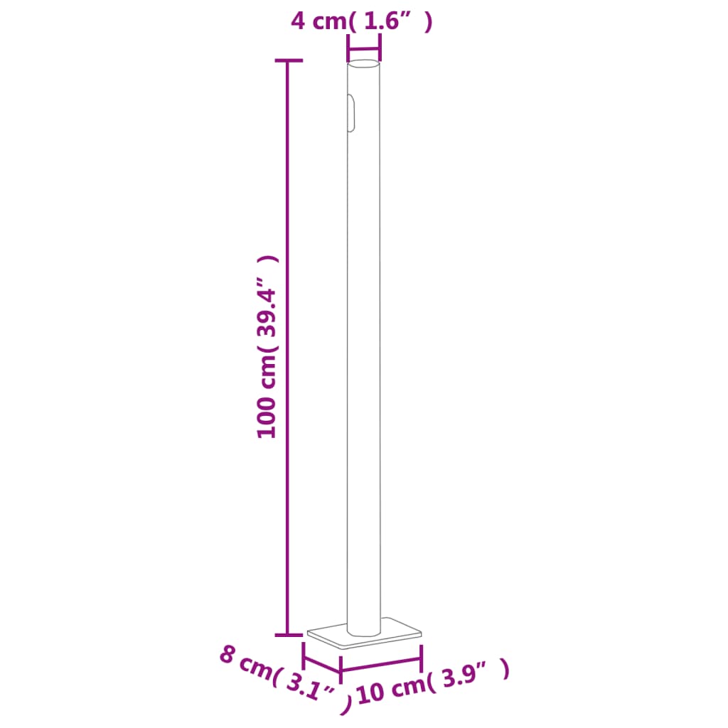 318031 vidaXL Retractable Side Awning Cream 160x1000 cm