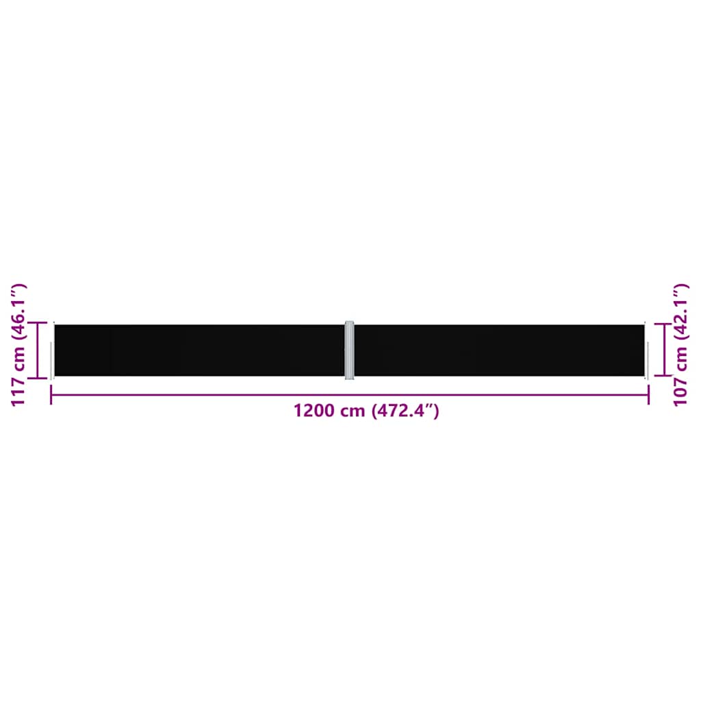Side Awning | Black | Polyester with PU coating, Steel, Aluminium