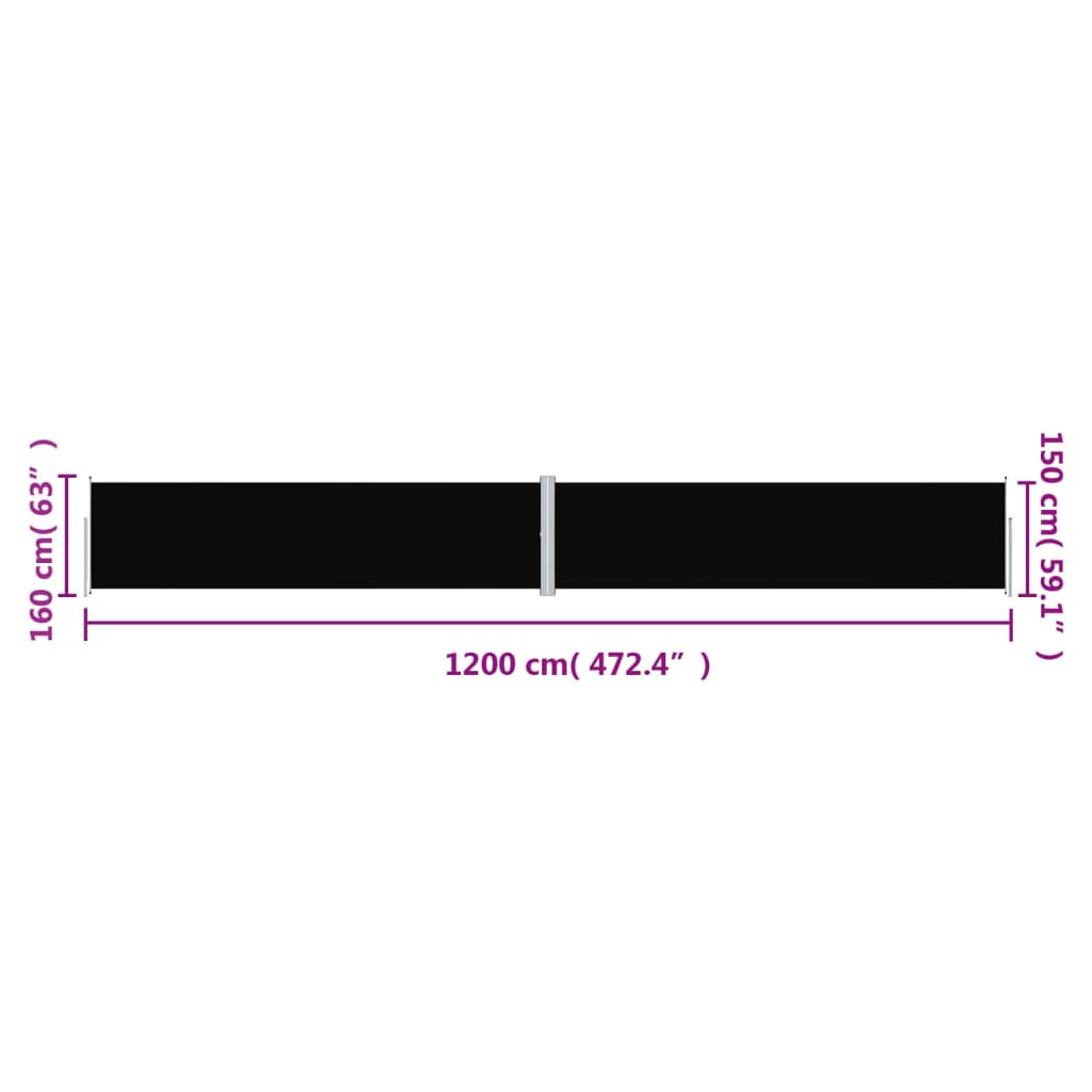 Side Awning | Black | Polyester with PU coating, steel, aluminium