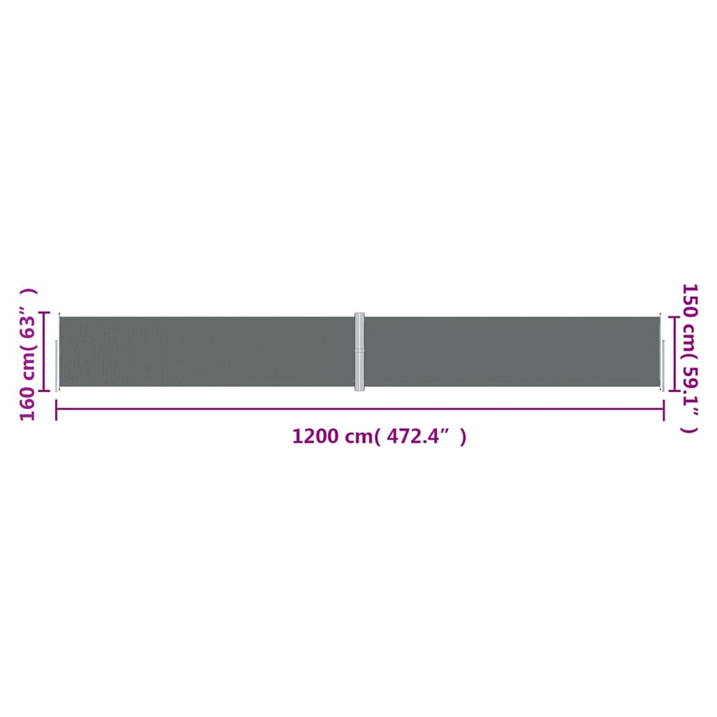 Retractable Side Awning Anthracite 160x1200 cm