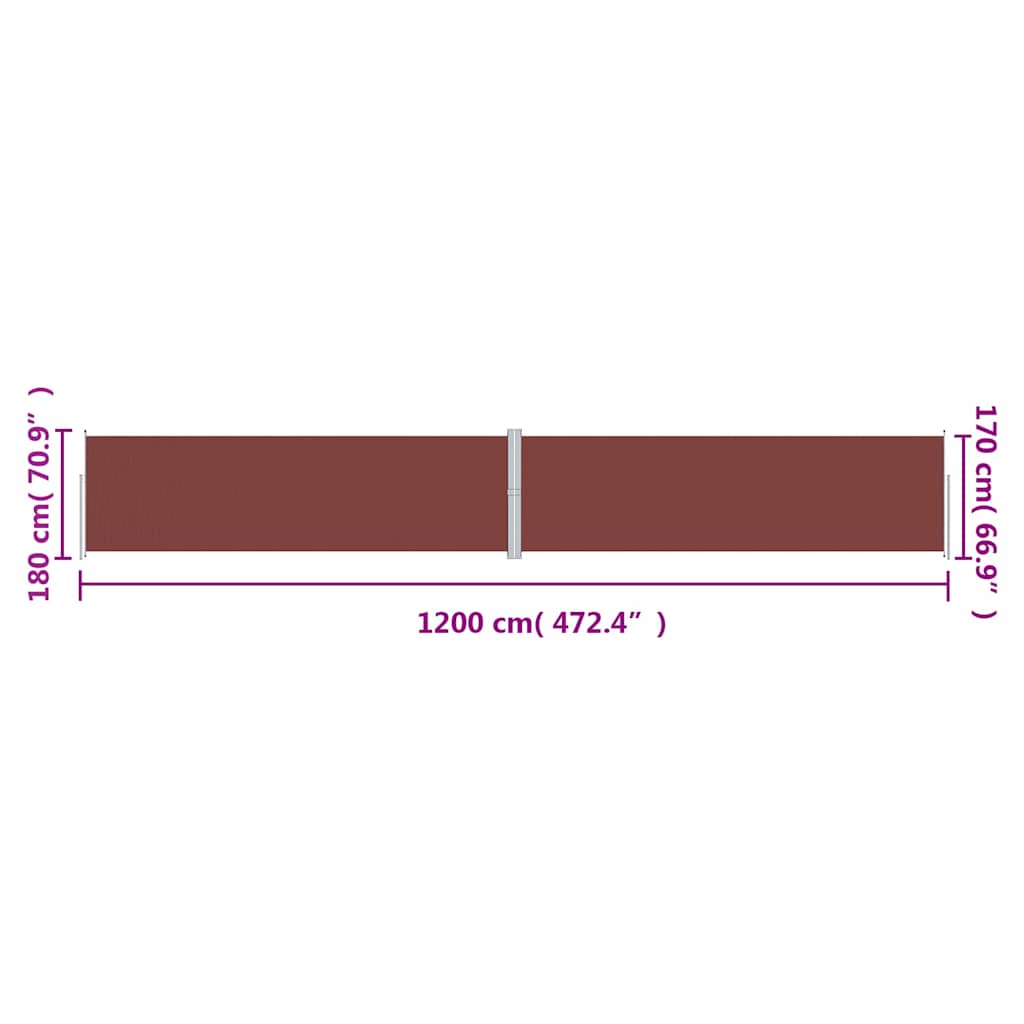 318075 vidaXL Retractable Side Awning Brown 180x1200 cm