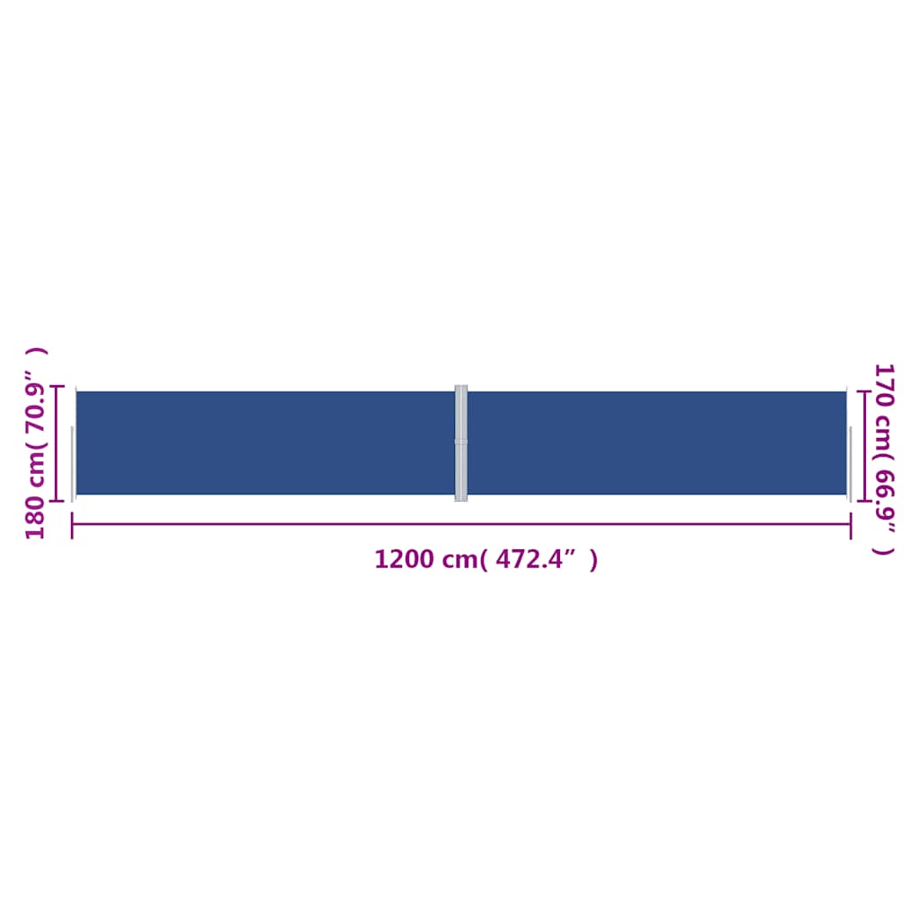 318076 vidaXL Retractable Side Awning Blue 180x1200 cm