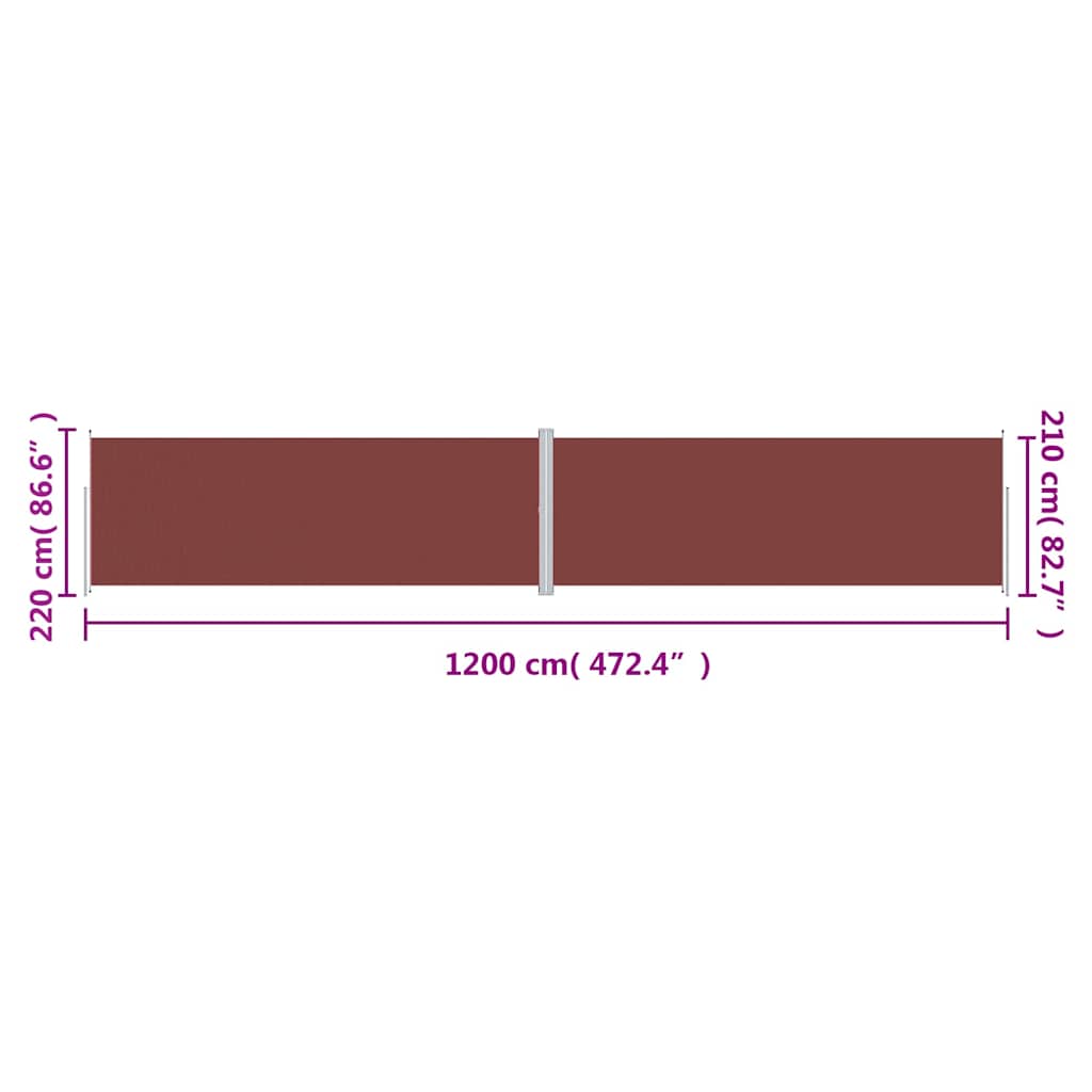 318087 vidaXL Retractable Side Awning Brown 220x1200 cm