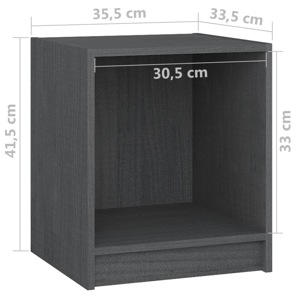 809924 vidaXL Bedside Cabinets 2 pcs Grey 35,5x33,5x41,5 cm Solid Wood Pine