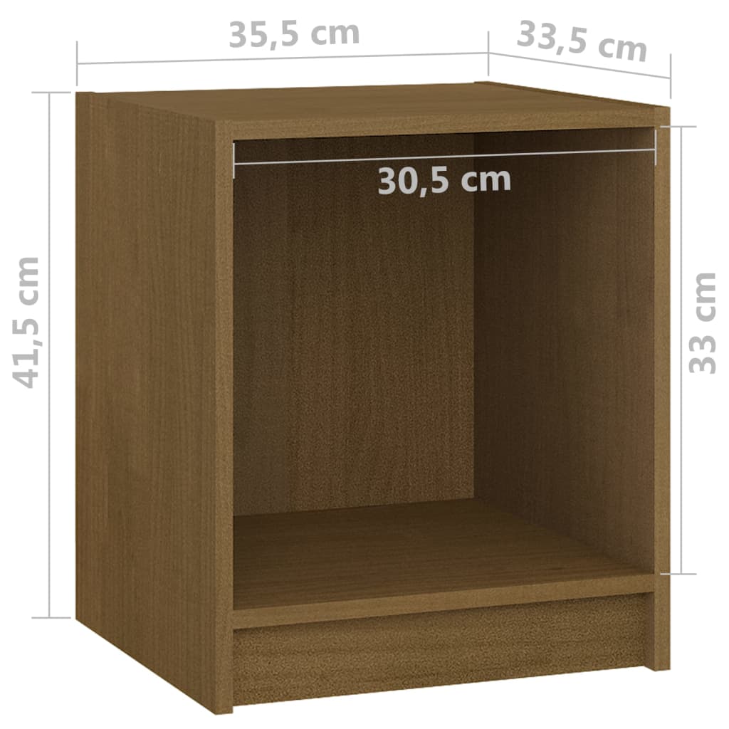 809926 vidaXL Bedside Cabinets 2 pcs Honey Brown 35,5x33,5x41,5 cm Solid Wood Pine