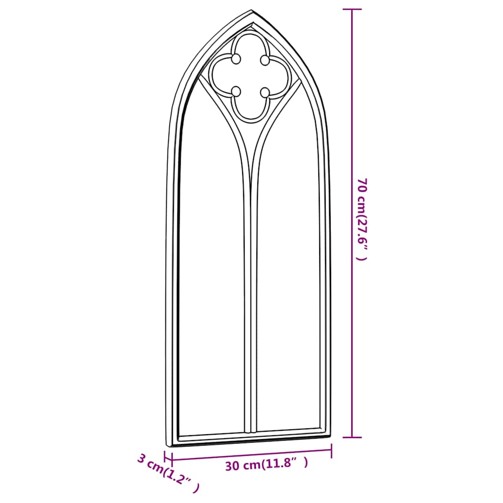 Mirror Black 70x30 cm Iron for Indoor Use