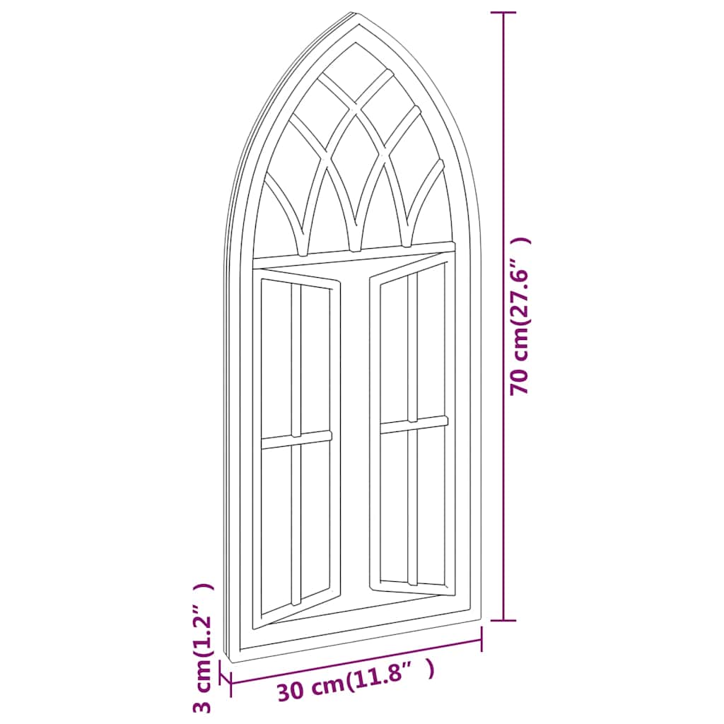 Mirror Black 70x30 cm Iron for Indoor Use