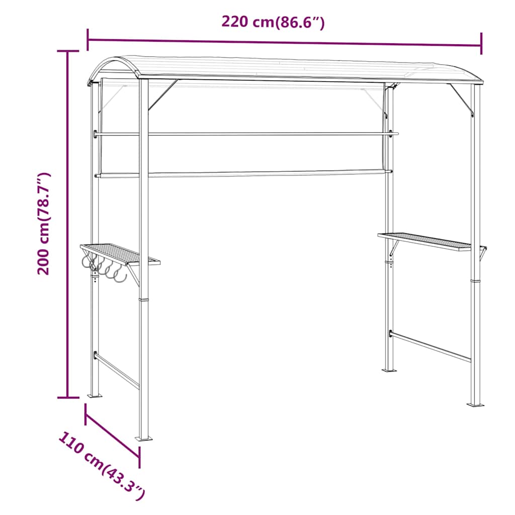 Gazebo with Roof 220x110x200 cm Anthracite