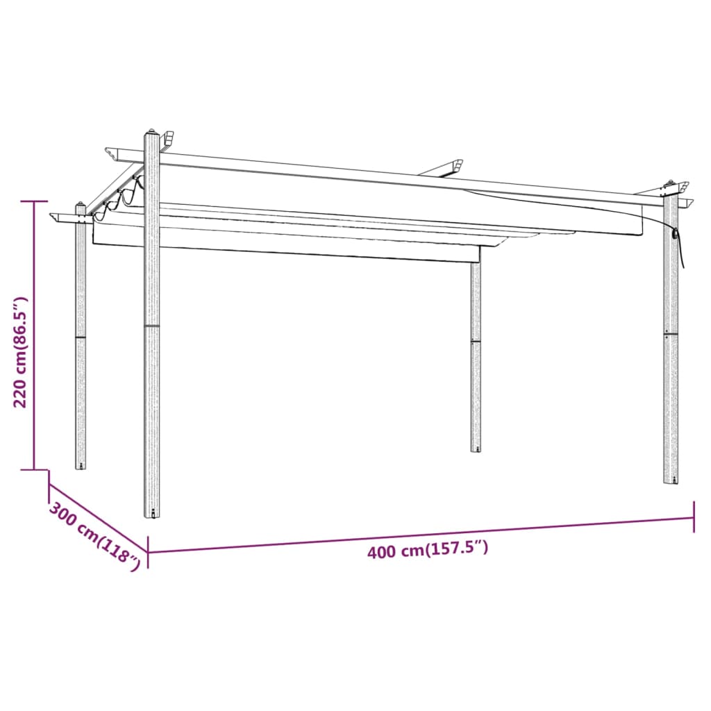 Garden Gazebo with Retractable Roof 4x3 m Cream