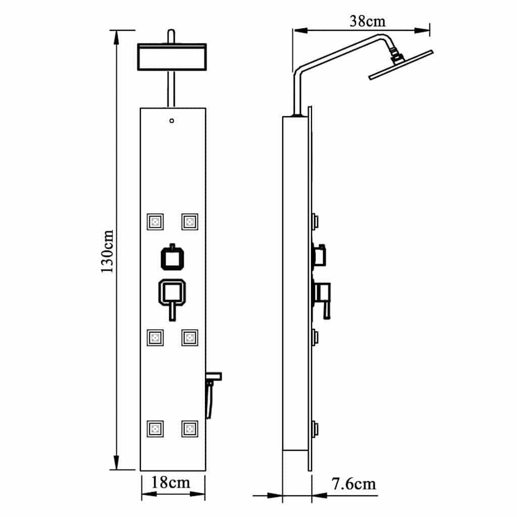 151418 vidaXL Shower Panel Unit Glass 18x45,5x130 cm Black