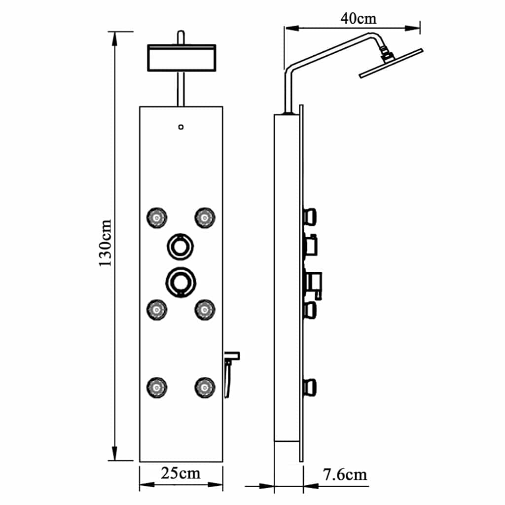 151419 vidaXL Shower Panel Unit Glass 25x47,5x130 cm White