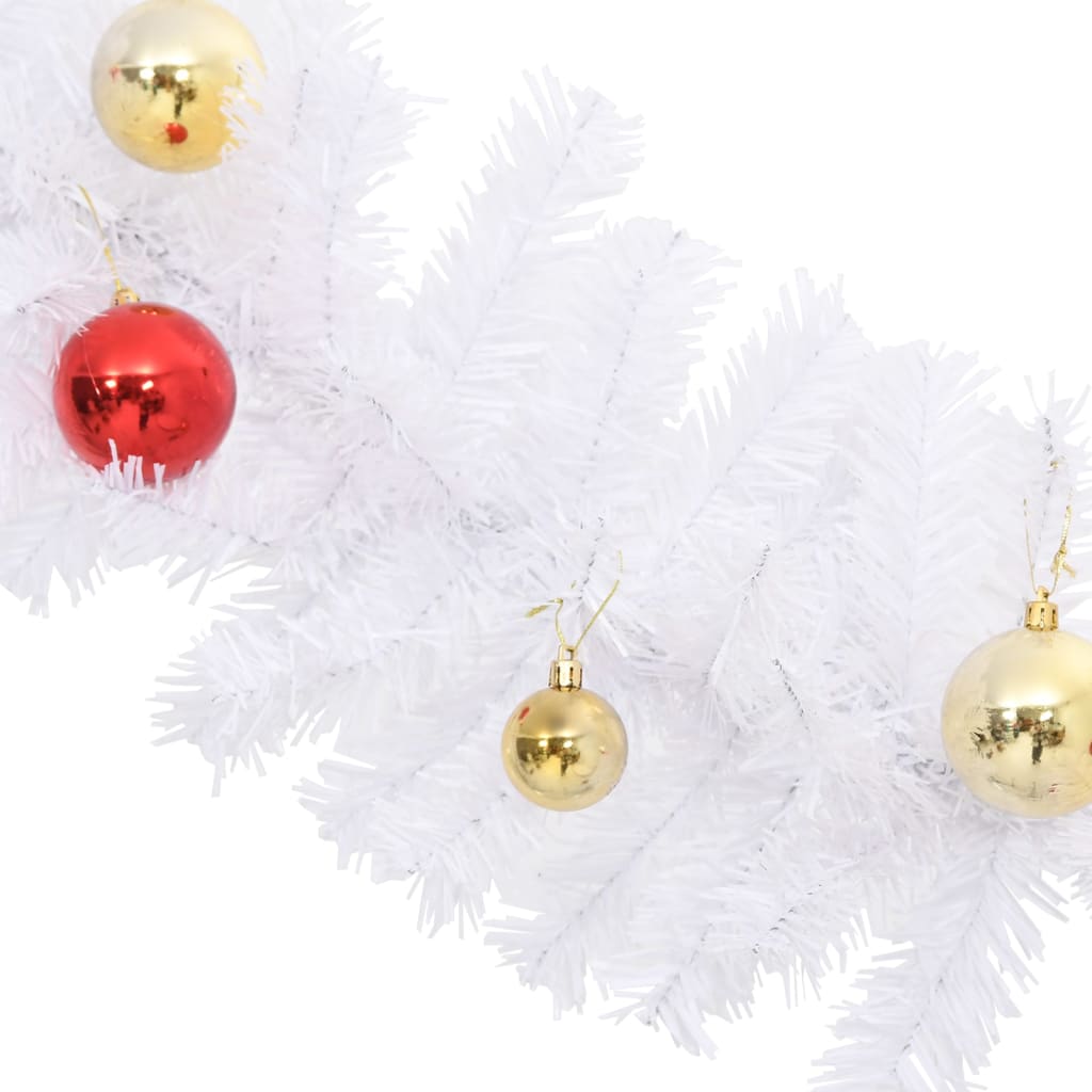340735 vidaXL Christmas Garland Decorated with Baubles White 10 m
