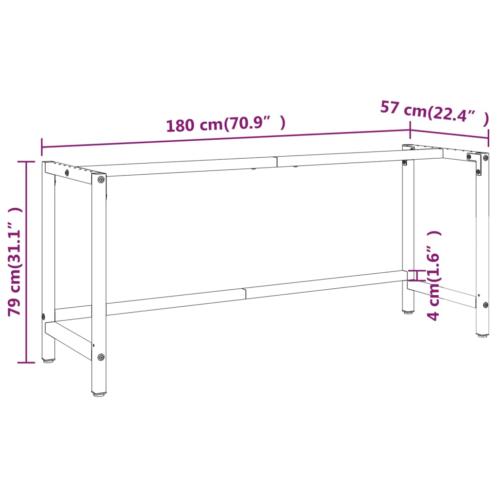 Work Bench Frame | Matte black and matte red | Powder-coated metal