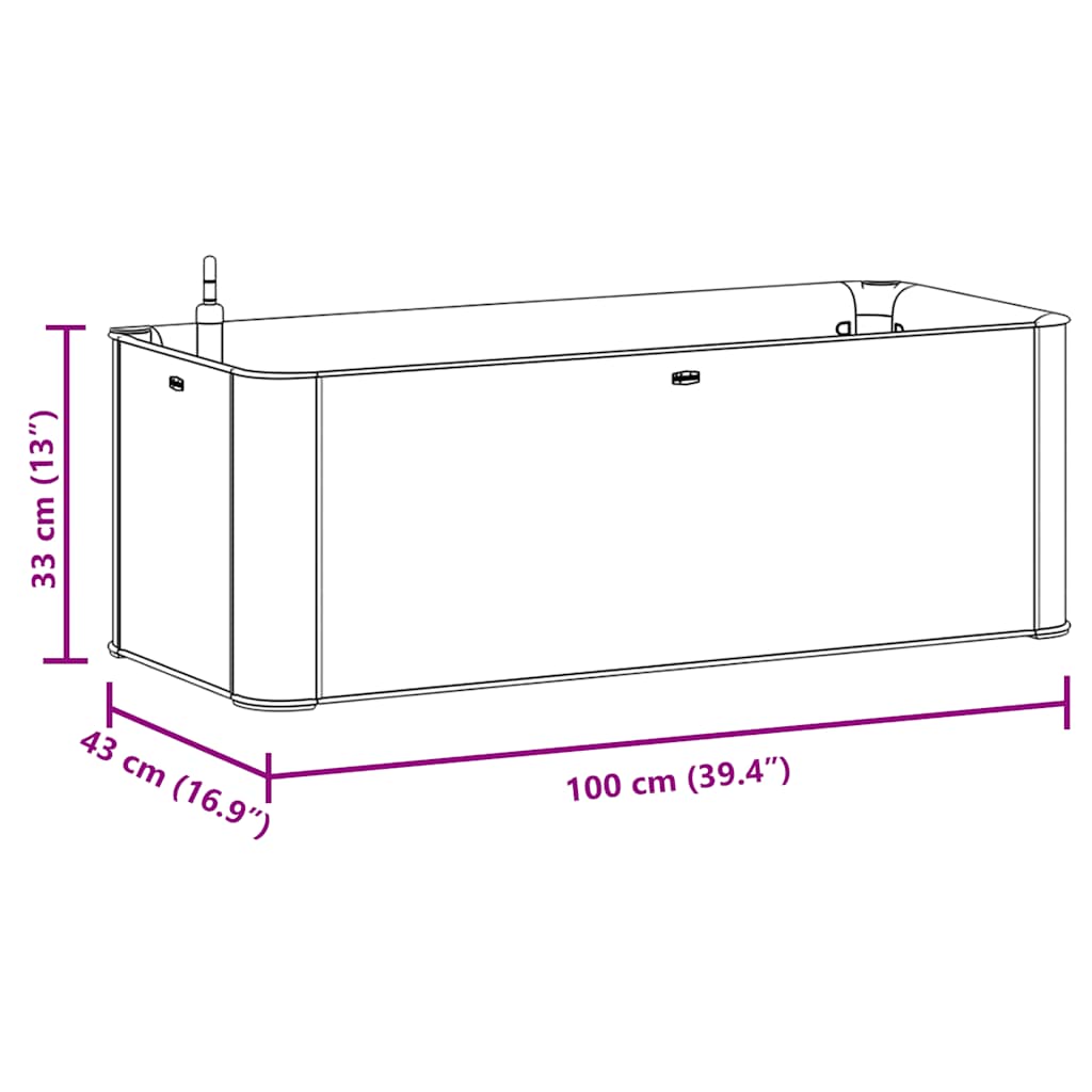 Garden Raised Bed with Self Watering System Grey 100x43x33 cm