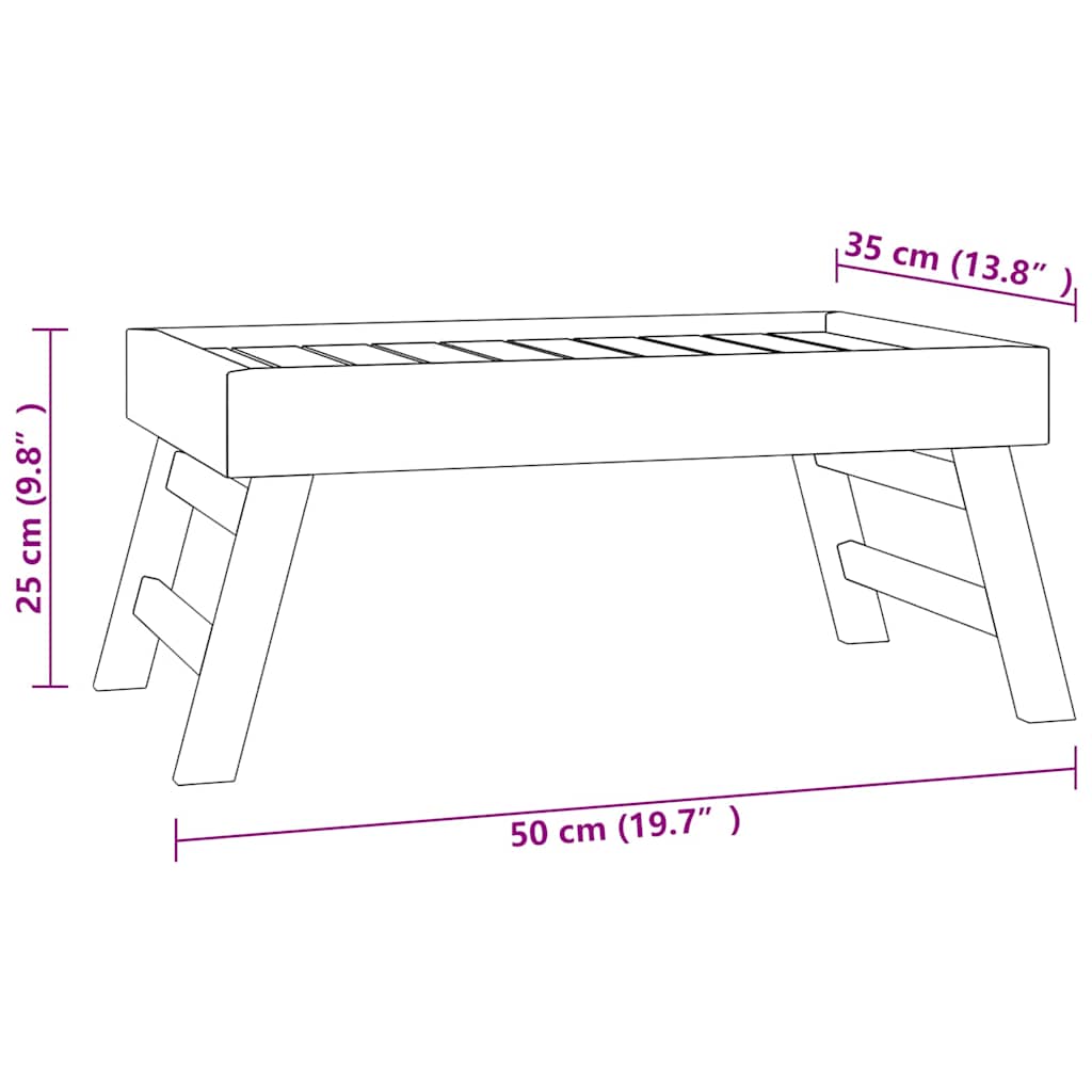 340762 vidaXL Folding Tray 55x35x25 cm Solid Wood Teak