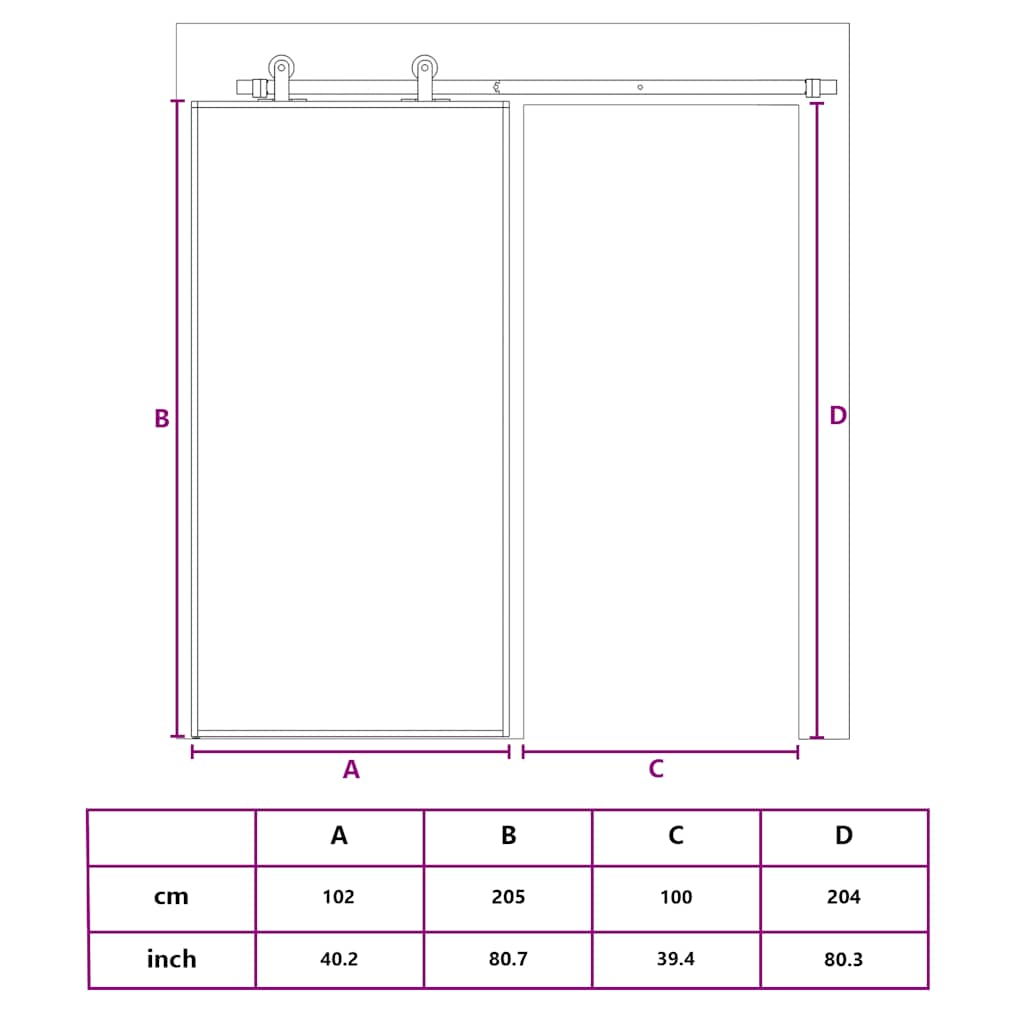 Sliding Door ESG Glass and Aluminium 102.5x205 cm White