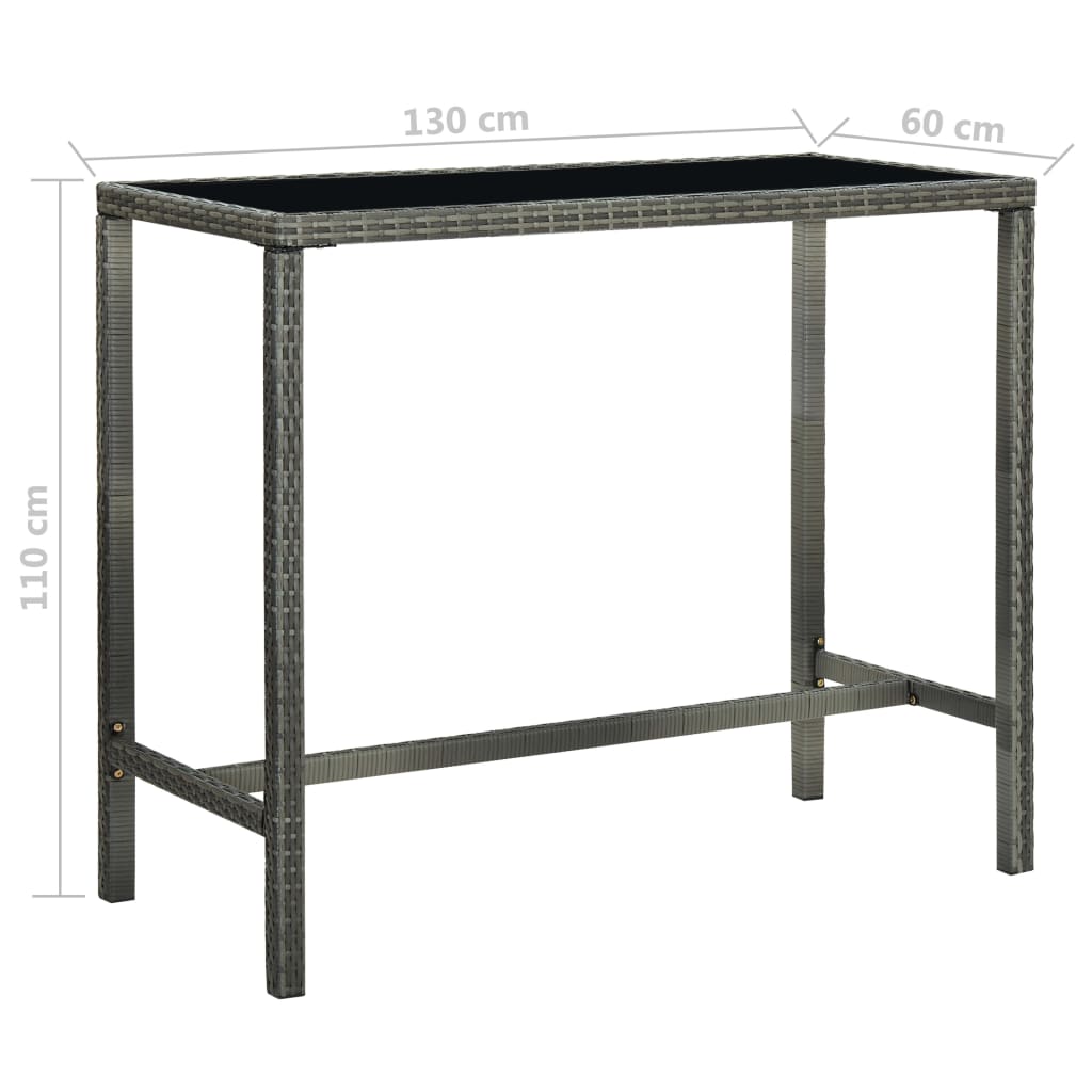 5 Piece Garden Bar Set with Cushions Poly Rattan Grey