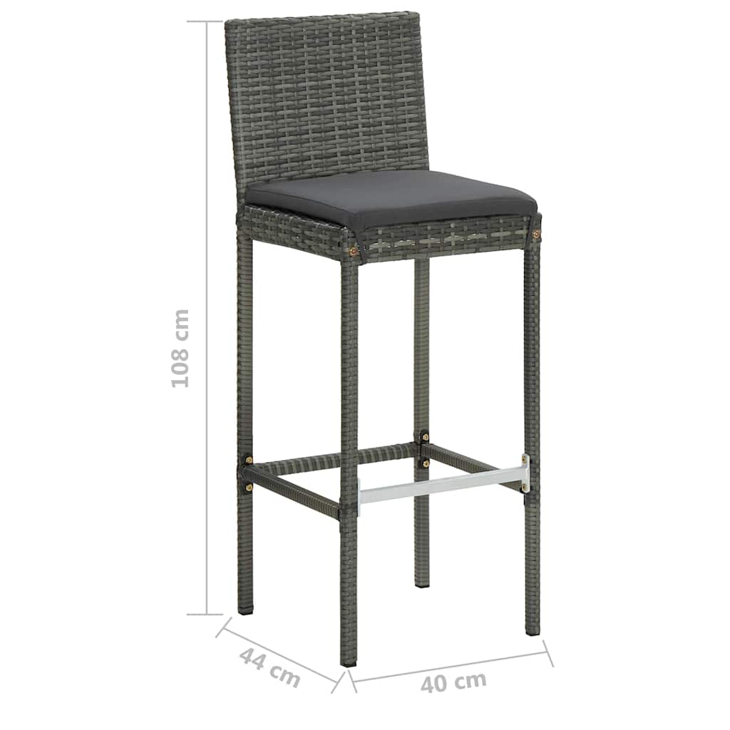 9 Piece Garden Bar Set with Cushions Poly Rattan Grey