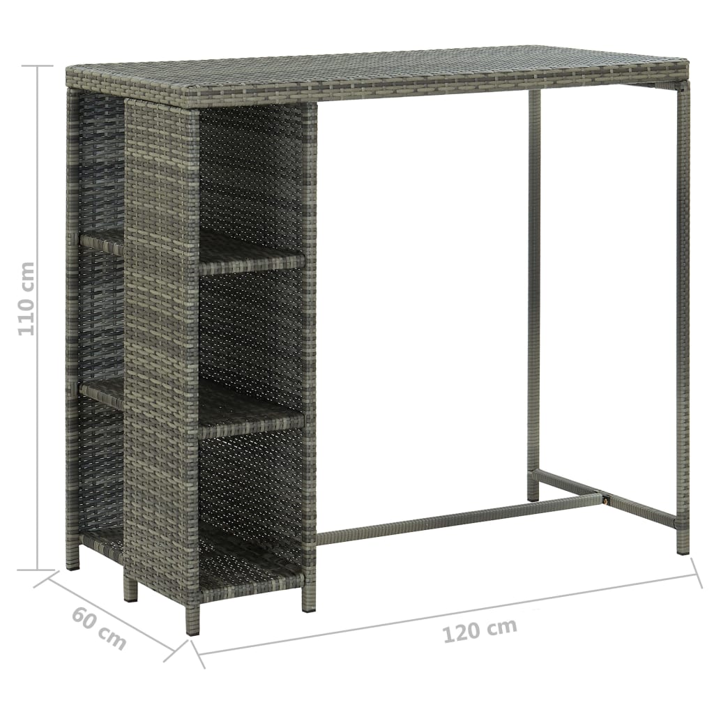 5 Piece Garden Bar Set with Cushions Poly Rattan Grey
